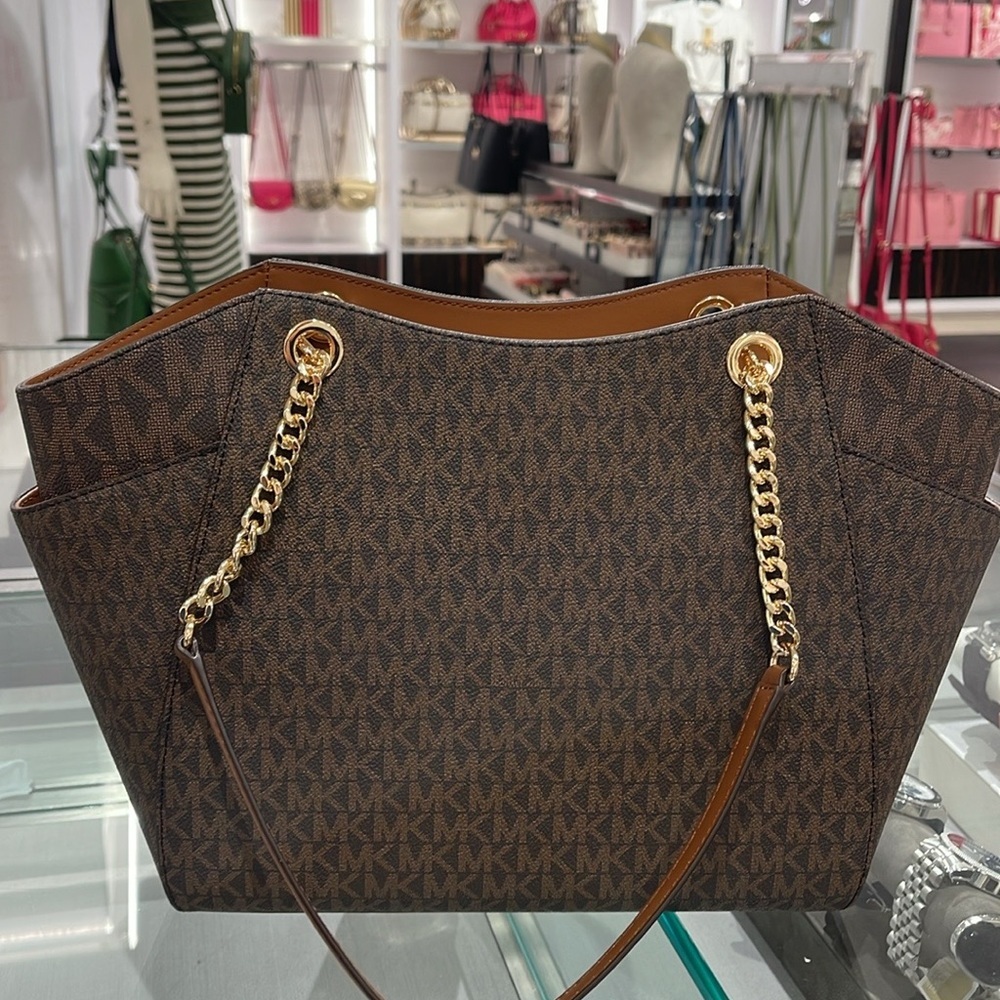 MICHAEL KORS 
Jet Set Large Signature Shoulder Tote Bag
Brown Signature 
NWT - Picture 6 of 16